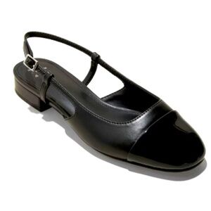 A new day Maxine Cap-toe Slingback Flats black shoe New size